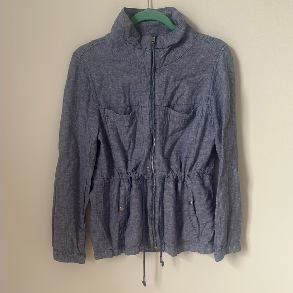 Old Navy Women's Cinch Waist Blue Denim Casual Jacket
